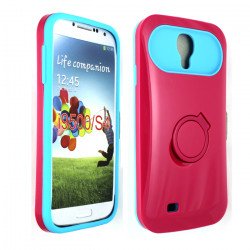 Galaxy S4 Gummy Glow Case (Hot Pink - Blue)